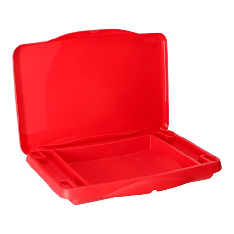 Stolik samochodowy do auta podróżny przenośny składany dla dzieci ze schowkiem czerwony