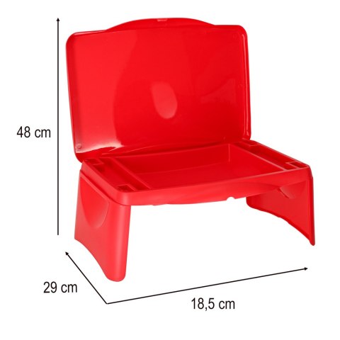 Stolik samochodowy do auta podróżny przenośny składany dla dzieci ze schowkiem czerwony
