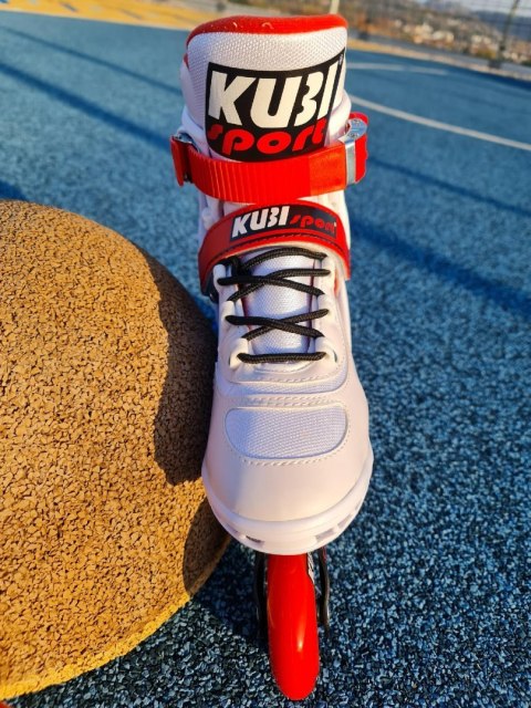 Rolki Damskie Męskie Białe Kauczukowe Solidne z Hamulcem KUBISPORT roz. 37