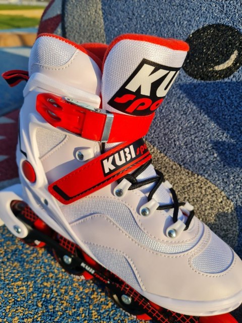 Rolki Damskie Męskie Białe Kauczukowe Solidne z Hamulcem KUBISPORT roz. 42