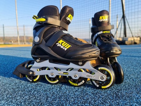 Rolki Damskie Męskie Czarne Kauczukowe Solidne z Hamulcem KUBISPORT roz. 39