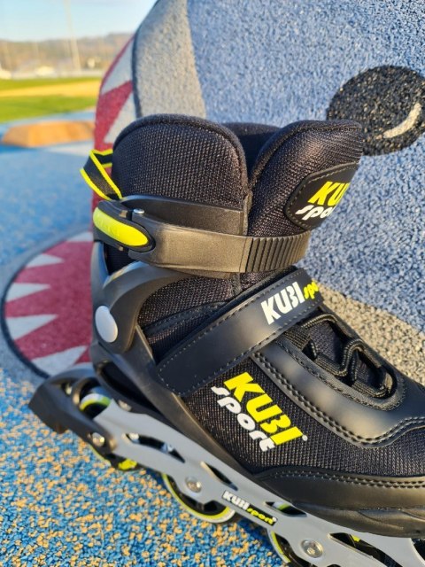 Rolki Damskie Męskie Czarne Kauczukowe Solidne z Hamulcem KUBISPORT roz. 44