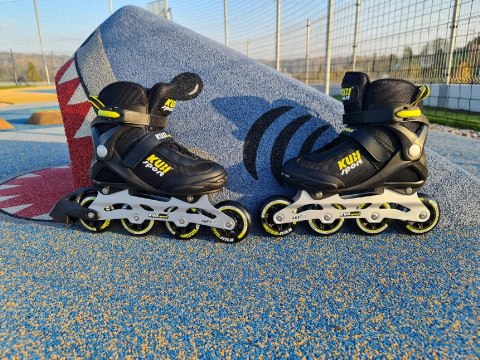 Rolki Damskie Męskie Czarne Kauczukowe Solidne z Hamulcem KUBISPORT roz. 46