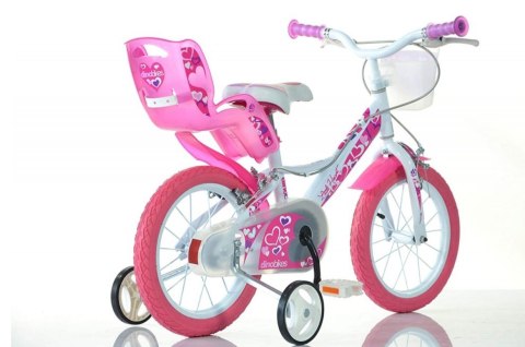 Rowerek Rower Dziecięcy dla Dzieci Dziewczynki z Bocznymi Kółkami DINO 14"