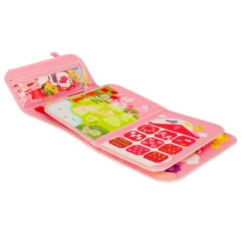 Tablica manipulacyjna sensoryczna montessori walizka plecak różowy