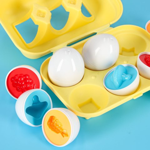 Układanka edukacyjna sorter dopasuj kształty jajka montessori owoce warzywa 6szt