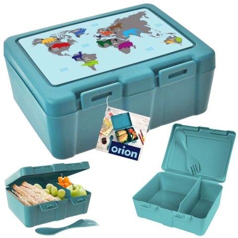 Pojemnik Lunchbox Dzielony Zestaw Sztućce 1 L ORION z Klipsami 18 x 14 cm