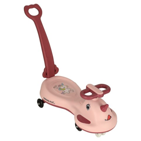 Jeździk grawitacyjny LED Swing FIX S1 skuter z rączką różowy max 65kg