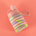 Butelka na wodę bidon silikonowy składany z uchwytem BPA FREE 500ml tęczowy