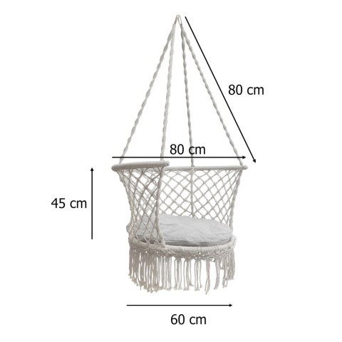 Huśtawka ogrodowa bocianie gniazdo z oparciem ogrodowa szare 80 cm 150 kg