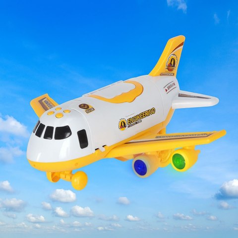 Samolot interaktywny rozkładany parking pojazdy budowlane 3 auta dźwięk światła