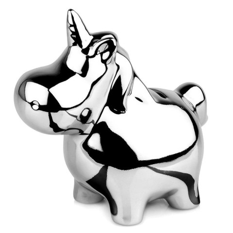 Skarbonka Ceramiczna Srebrna Lustrzana Jednorożec Prezent VILDE 18x10,5 cm