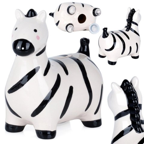 Skarbonka Ceramiczna Zebra na Prezent dla Dzieci Dorosłych VILDE 10,5x17 cm