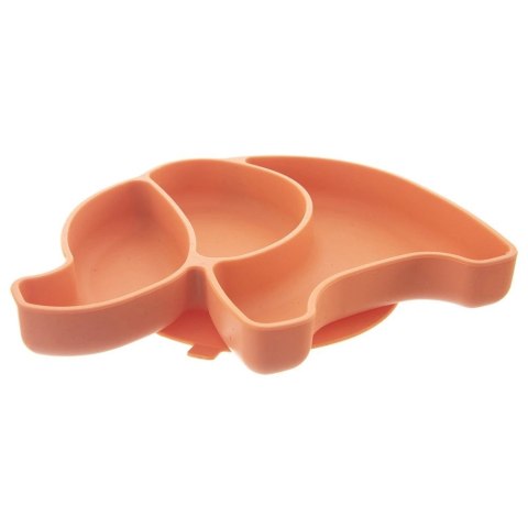 Talerz dla Dziecka Silikon Dzielony Słonik ORION Przyssawka Pomarańcz