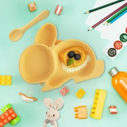 Talerz dla Dziecka Silikon Dzielony Zajączek ORION Przyssawka Żółty Grupa Orion Sp. z o.o.