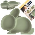 Talerz dla Dziecka Silikon Dzielony Zajączek ORION Przyssawka Zielony