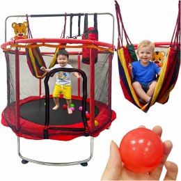 Trampolina dla dzieci ogrodowa siatka piłki koszykówka 155cm czerwona
