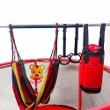 Trampolina dla dzieci ogrodowa siatka piłki koszykówka 155cm czerwona