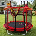 Trampolina dla dzieci ogrodowa siatka piłki koszykówka 155cm czerwona