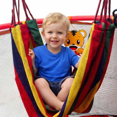 Trampolina dla dzieci ogrodowa siatka piłki koszykówka 155cm czerwona