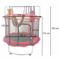 Trampolina dla dzieci ogrodowa siatka piłki koszykówka 155cm czerwona