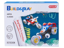 Klocki Elastyczne, Konstrukcyjne 40 El. Motocykl, Trójkołowy Pojazd Do Rozkręcania I Skręcania 2w1