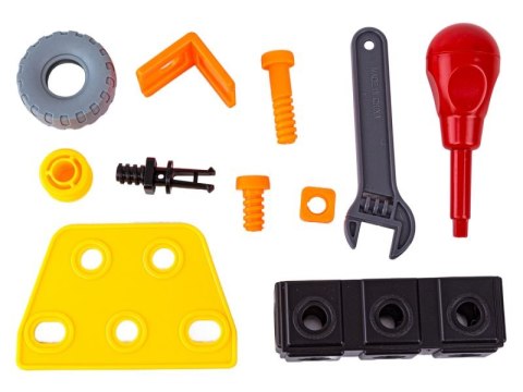 Klocki Elastyczne, Konstrukcyjne 53 El. Pojazdy Budowlane, Wózek Widłowy, Spychacz Do Rozkręcania I Skręcania 2w1