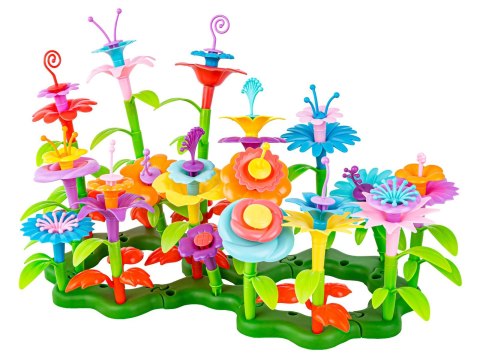 Klocki konstrukcyjne w kuferku, Ogród Kwiatki, Zestaw Do Zbudowania Kwiatowej Kompozycji 135 El.