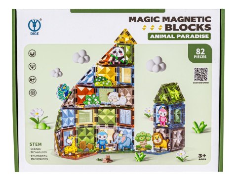 Konstrukcyjne Klocki Magnetyczne ZWIERZĘTA 82 El.
