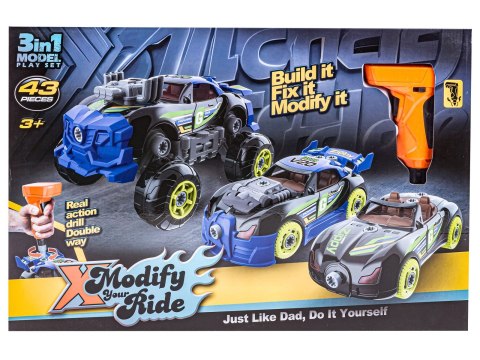 Sportowy, Terenowy Samochód do rozkręcania i skręcania 3w1 TUNING + Wkrętarka, Monster Truck