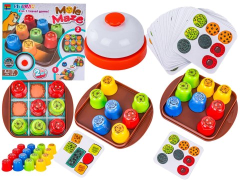 Edukacyjna Gra Logiczna "MOLE MAZE" 2w1 SZYBKIE KUBECZKI, Kółko Krzyżyk, Karty