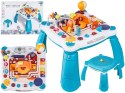 Edukacyjny Interaktywny Stolik Dla Dzieci 2w1 POJAZDY Pianinko Rakieta Akcesoria Niebieski
