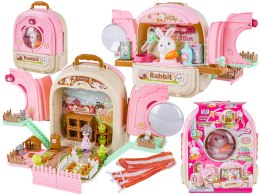 Królik w Plecaku Zabawka 3w1 Mini Farma Ogródek Plecak Domek Dla Lalek
