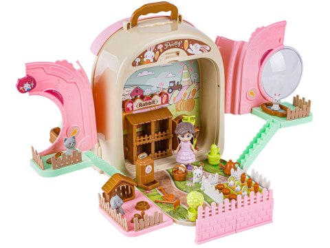 Królik w Plecaku Zabawka 3w1 Mini Farma Ogródek Plecak Domek Dla Lalek