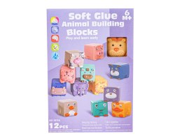 Miękkie Klocki Sensoryczne Zwierzęta 12 sztuk, Edukacyjny zestaw klocków dla malucha