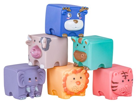 Miękkie Klocki Sensoryczne Zwierzęta 12 sztuk, Edukacyjny zestaw klocków dla malucha