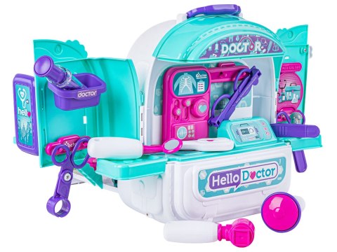 Zestaw Lekarski w Plecaku 3w1 Mały Doktor Walizka Plecak Domek Dla Lalek