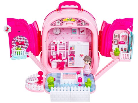Domek Dla Lalek Toaletka W Walizce Plecak Zestaw 3w1 + Akcesoria