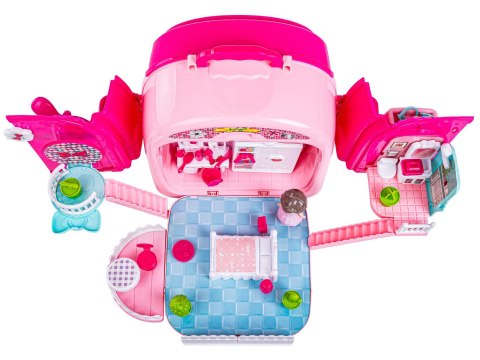 Domek Dla Lalek Toaletka W Walizce Plecak Zestaw 3w1 + Akcesoria