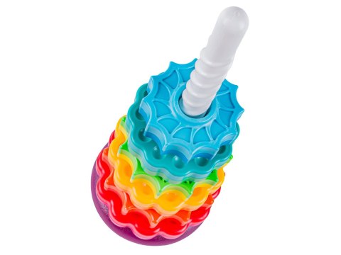 Kolorowa Piramida Sensoryczna Zakręcona Wieża Edukacyjna Krążki Do Układania