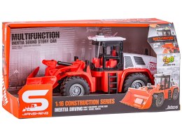 Odśnieżarka Pług Śnieżny Multifunkcyjny Traktor 1:16 Ciągnik Ruchome Ramię Światło Dźwięk