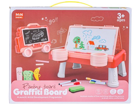 Wielofunkcyjna Dwustronna Tablica 2w1 Do Rysowania Malowania Zmazywalna Kredowa Stolik Różowa