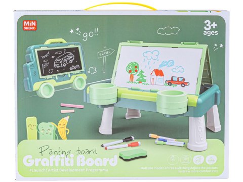 Wielofunkcyjna Dwustronna Tablica 2w1 Do Rysowania Malowania Zmazywalna Kredowa Stolik ZIELONA