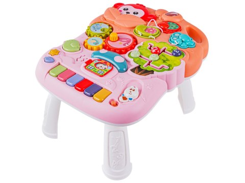 Wielofunkcyjny Interaktywny Jeździk Pchacz Chodzik Edukacyjny Stolik Grający 4w1 Różowy