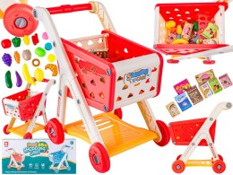 Wózek Na Zakupy CZERWONY Koszyk Sklepowy + Akcesoria Owoce Warzywa Supermarket