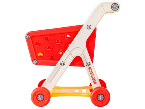 Wózek Na Zakupy CZERWONY Koszyk Sklepowy + Akcesoria Owoce Warzywa Supermarket