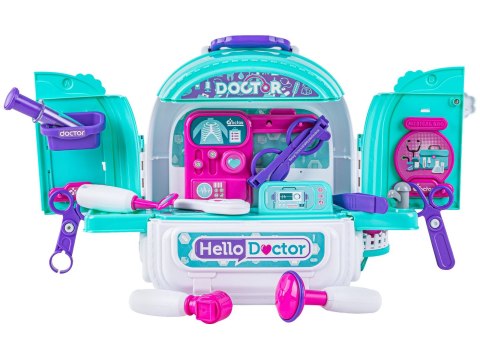 Zestaw Lekarski w Plecaku 3w1 Mały Doktor Walizka Plecak Domek Dla Lalek