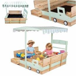 Piaskownica drewniana LULILO Vendo obracany daszek 360° zamykana ławki 120cm