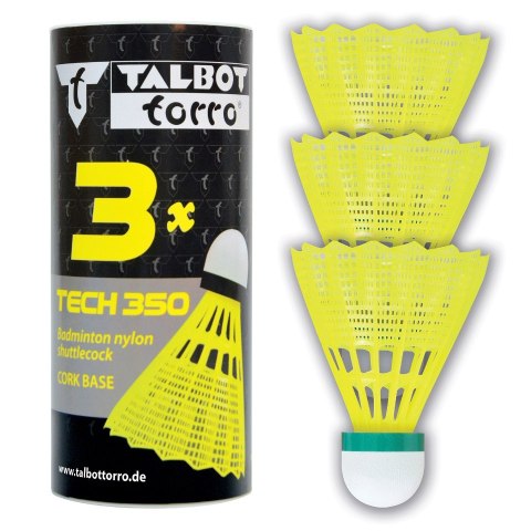 Lotki Do Badmintona TALBOT TORRO Tech 350 Slow 3 szt Żółte Wolne