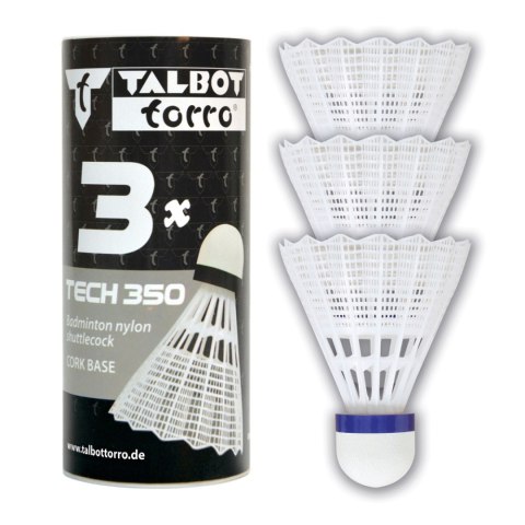 Lotki Do Badmintona Talbot Torro Tech 350 Medium 3 Szt Białe Puszka